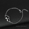 925 Sterling Silber zwei verbundene Herzen Armbänder Schmuck Geschenk für Frauen